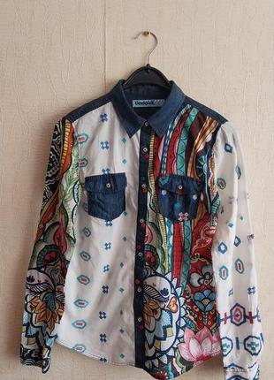 Невероятно красивая яркая хлопковая рубашка desigual