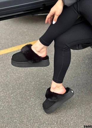 34002👑мюли зима на платформе в искусственной замше утеплены мехом