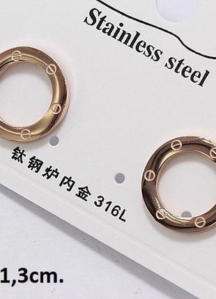Серьги из медицинского золота stainless steel, xuping позолоченные
