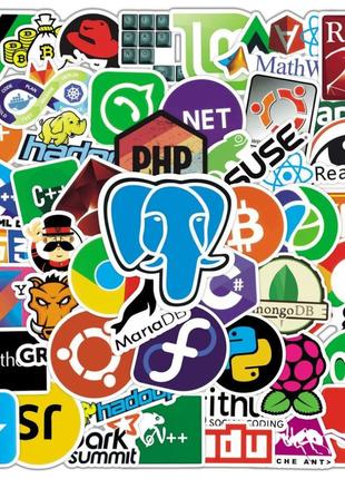 Набор виниловых наклеек программирование сеть интернет стикеры 50 шт