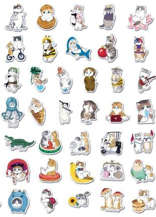 Набор виниловых наклеек котики котята стикеры 50 шт
