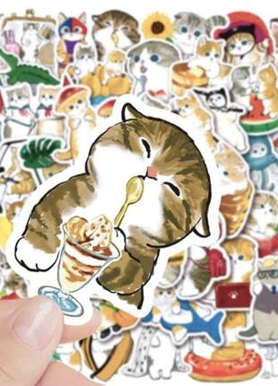 Набор виниловых наклеек котики котята стикеры 50 шт