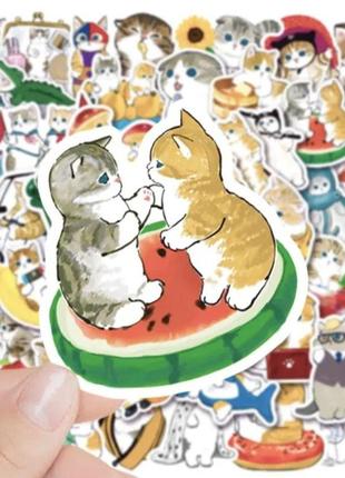 Набор виниловых наклеек котики котята стикеры 50 шт