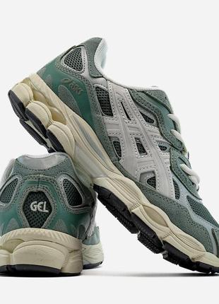 Кроссовки asics gel-nyc green grey beige7 фото