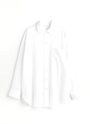 Белая льняная рубашка oversize от h&m