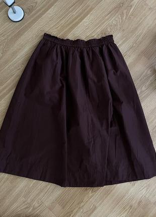 Коричневая миди юбка h&m