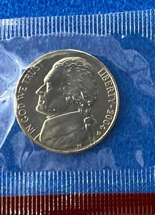 Монета сша 5 центів 2004 р. unc  (в запайці) льюис та кларк2 фото