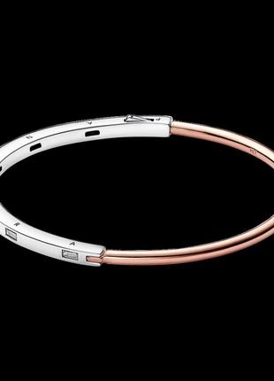 Серебряный браслет бангл двухцветный i-d с паве pandora 17.5