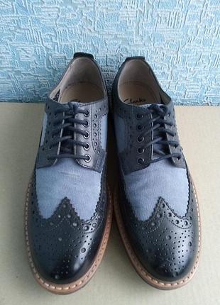 Шкіряні чоловічі туфлі оксфорди дербі броні clarks .