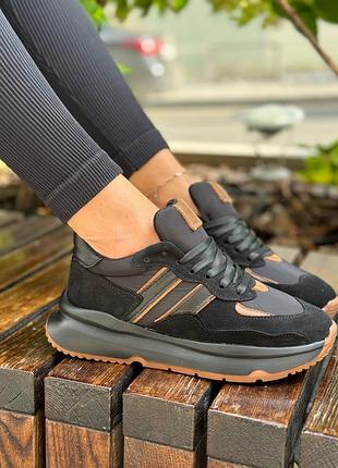 Кроссовки женские из натуральной замши черные, кроссовки мужское замшевое