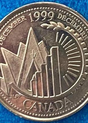 Монета канады 25 центов 1999 г. декабрь