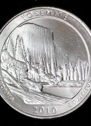 Монета сша 25 центов 2010 г. национальный парк йосемити