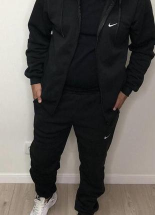 Спортивний чоловічий трикотажний костюм із капюшоном великих розмірів батал чорний, розмір 56-64