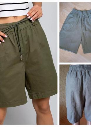 Легкие натуральные льняные вискозные шорты бермуды zara