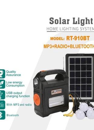 Портативная универсальная солнечная станция c радио solar light  rt-910bt