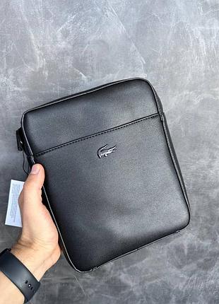 Мужская сумка lacoste черная борсетка через плечо / мессенджер