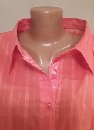 Стильная натуральная рубашка розово- кораллового размера2 фото