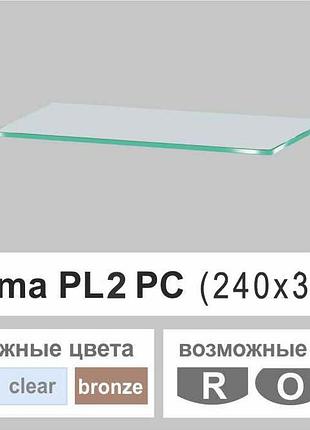 Поличка скло настінна навісна універсальна прямокутна commus pl2 pc (240х350х6мм)