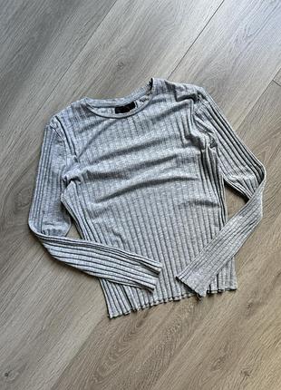Лонгслив в рубчик серый кофта гольф zara