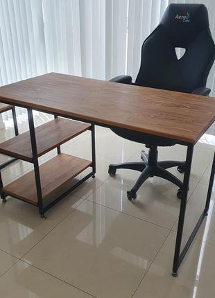 Рабочий офісний комп'ютерний стіл в стилі лофт з натуральної деревени