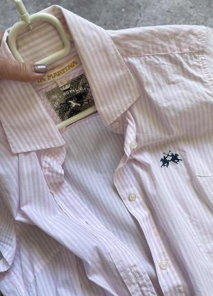Розовая рубашка в полоску la martina5 фото