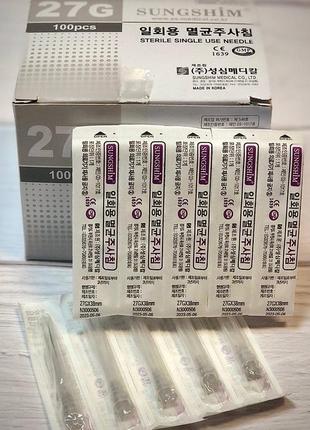 Голка ін'єкційна стерильна sungshim  27g*38mm