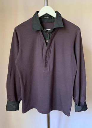 Кофта чоловіча бавовняна з сорочкою у смужку поло з італії