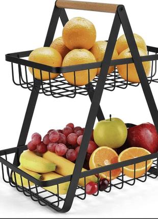 Двухуровневая корзина с матовым покрытием для хранения фруктов bz-2
