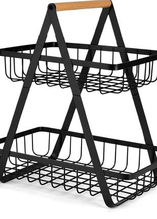 Двухуровневая корзина с матовым покрытием для хранения фруктов bz-2