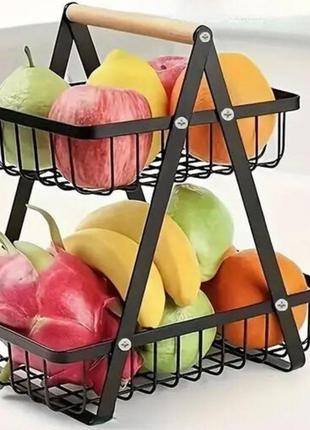 Двухуровневая корзина с матовым покрытием для хранения фруктов bz-2