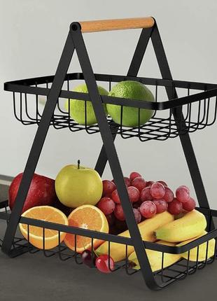 Двухуровневая корзина с матовым покрытием для хранения фруктов bz-2