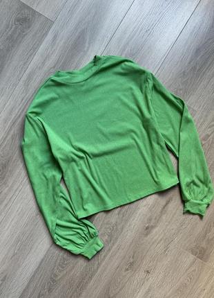 Кофта зеленая худи свитшот zara в рубчик свободного кроя фасона оверсайз