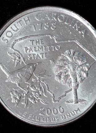 Монета сша 25 центов 2000 г. южная каролина