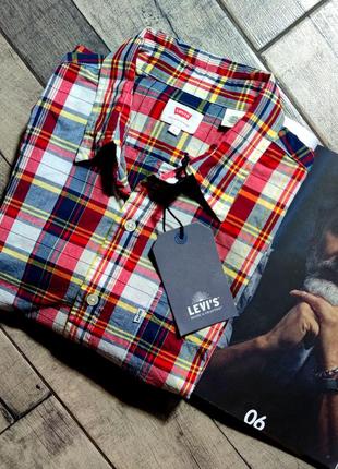 Чоловіча модна бавовняна вінтажна тініска levi's на ґудзиках розмір l