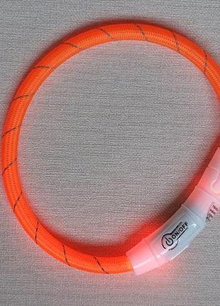 Светящийся ошейник для собак trixie 12703 с usb xs-s оранжевый