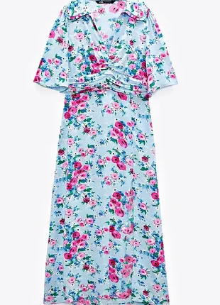 Дуже гарна сукня у квітковий принт від zara (100% віскоза)