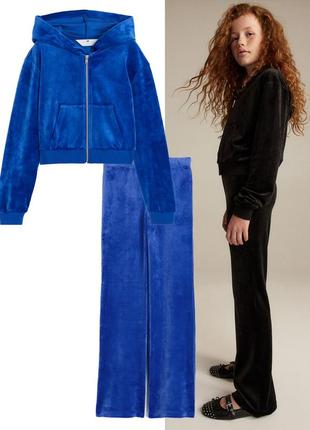Велюровый синий костюм h&m  158/164 см 12-14 лет