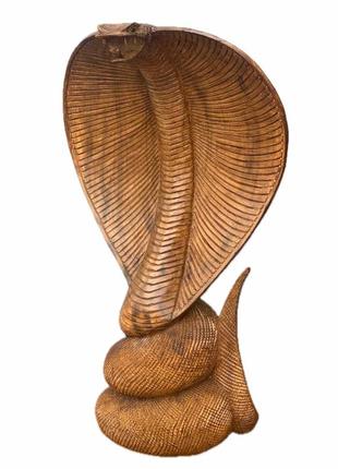 Статуетка кобра змія дерев'яна різьблена висота 50см