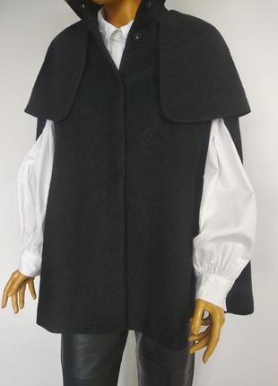 H&amp;m черный базовый демусезонный шерстяной кейп полу пальто накидка жакет пиджак манто оверсайз твид буклет xs s m5 фото