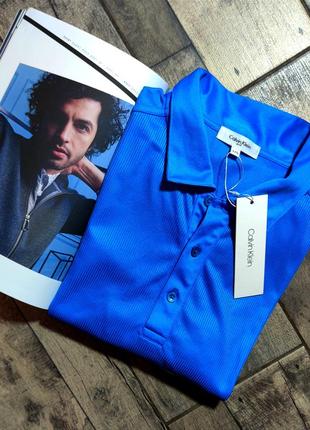Мужская спортивная футболка поло calvin klein golf оригинал в синем цвете размер l