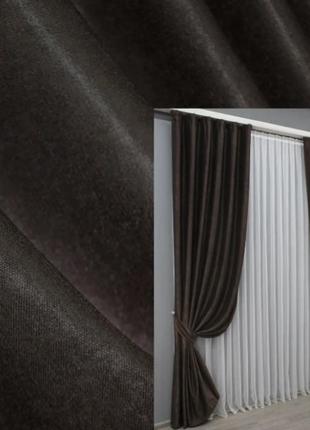 Комплект штор з тканини льон-софт (2шт. 1,5х2,7м), колекці "парма". колір венге