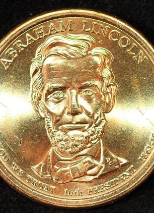 Монета сша 1 доллар 2010 г. 16-й президент авраам линкольн
