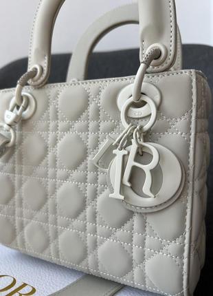 Christian dior small lady dior bag matte milk1 фото