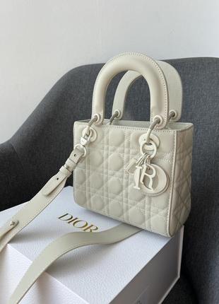 Christian dior small lady dior bag matte milk2 фото