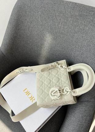 Christian dior small lady dior bag matte milk6 фото