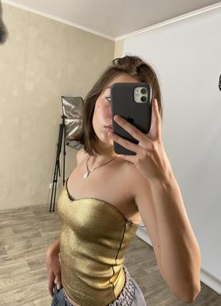 Корсет топ від зари zara позолочений золотий