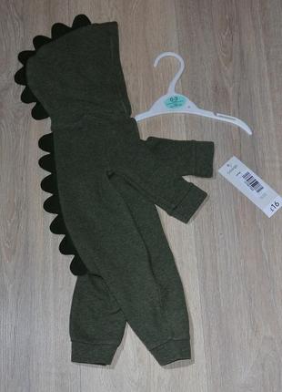 Ромпер george 0-3 міс. 56/62 чоловічок з капюшоном комбінезон комбєнізон комбез бавовняний бавовна динозавр дино дінозавр на хлопчика класний крутий