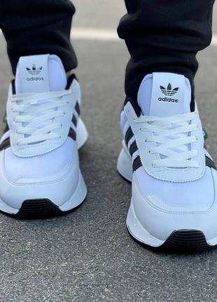 Мужские белые кроссовки adidas адидас7 фото