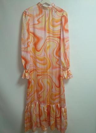 Розкішна сатинова максі сукня з об'ємними рукавами4 фото