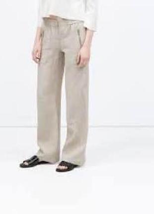 Жіночі лляні брюки/ штани zara оригінал прямі прямого крою вільні3 фото
